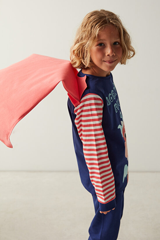 Erkek Çocuk Dragon Face Uzun Kollu Pijama Takımı - 2