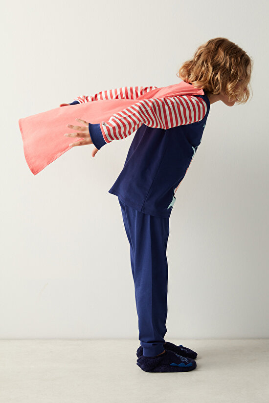 Erkek Çocuk Dragon Face Uzun Kollu Pijama Takımı - 5