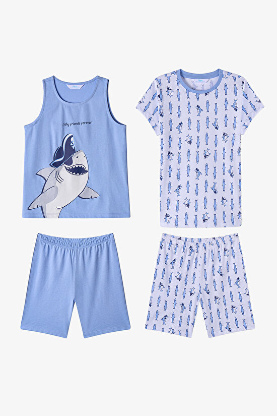 Blue Boys Fishy Friends 2in1 Pajama Set - 1