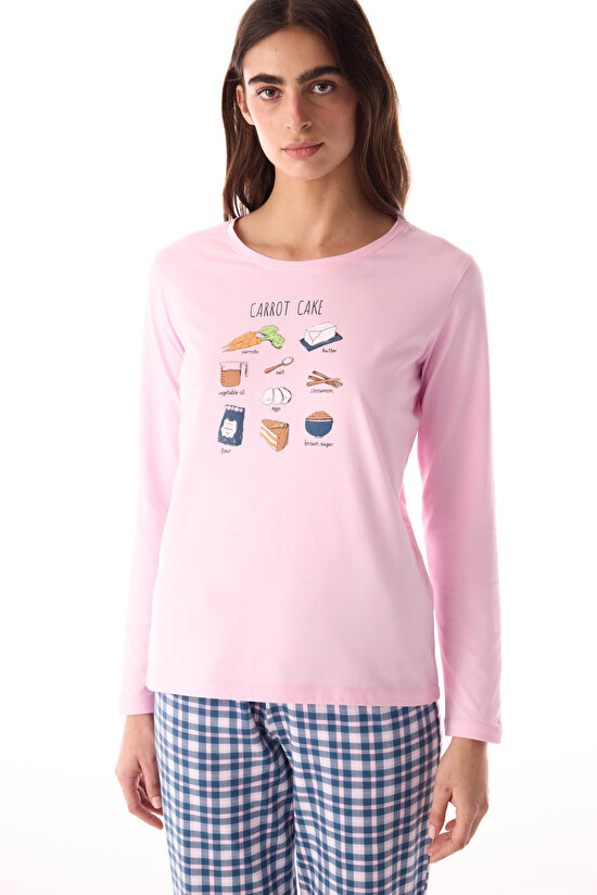 Pembe Carrot Cake Pantolon Pijama Takımı - 2