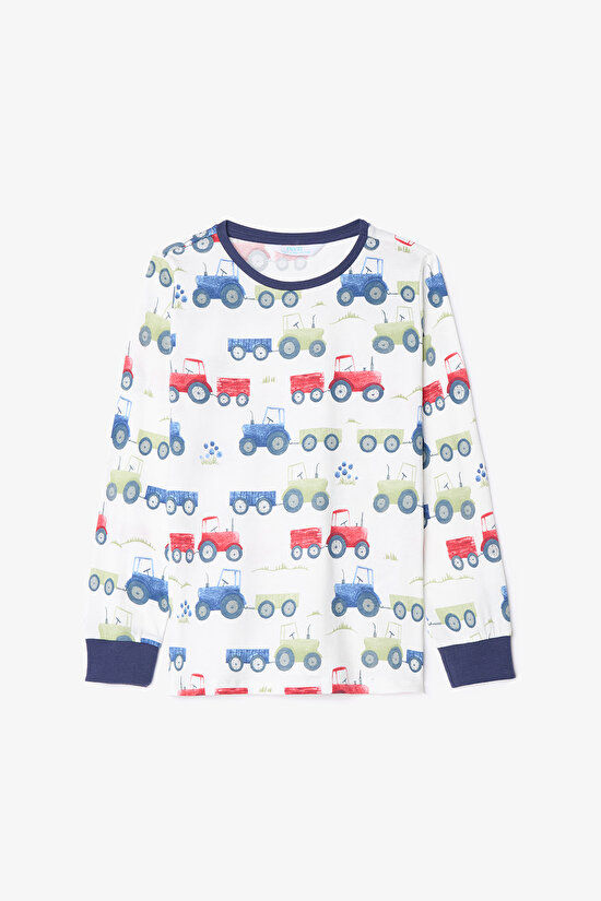Erkek Çocuk Tracs Araba Desenli Pamuklu Uzun Kollu 2'li Pijama Takımı - 3