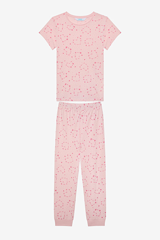 Kız Çocuk Heart Star Pamuklu 2li Çok Renkli Pijama Takımı - 5