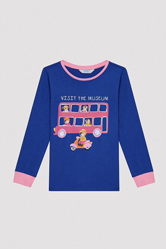 Kız Çocuk Visit Museum Çok Renkli 2li Pijama Takımı - 3