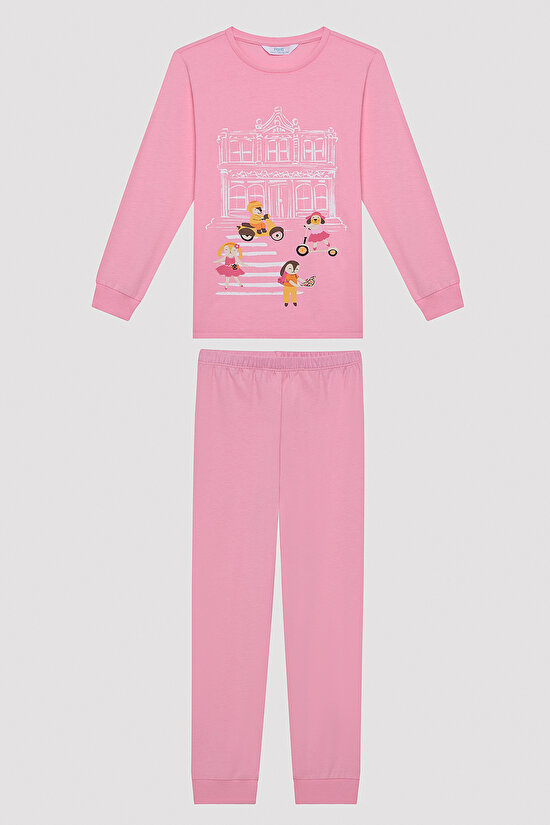 Kız Çocuk Visit Museum Çok Renkli 2li Pijama Takımı - 5