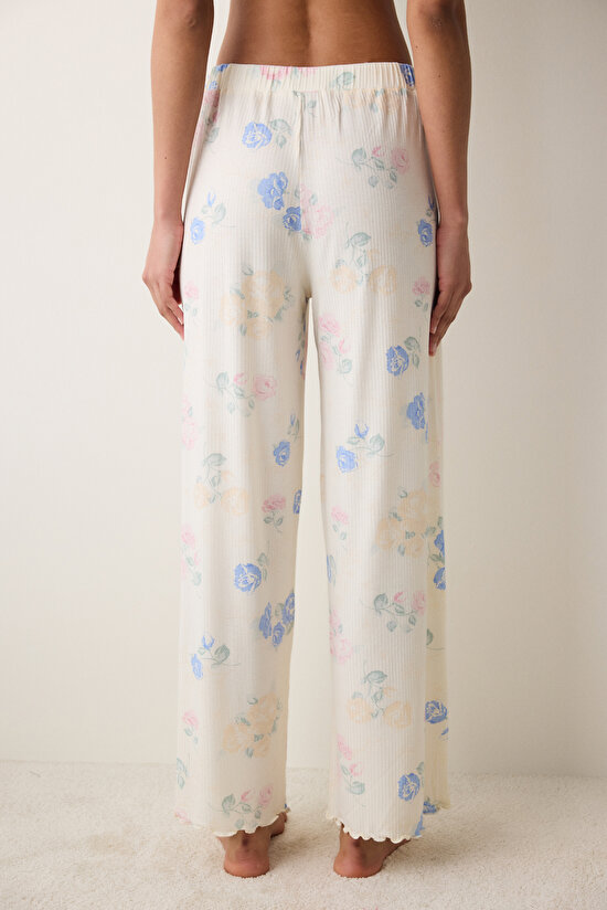 Marina Printed Pantolon Ekru Pijama Altı - 3