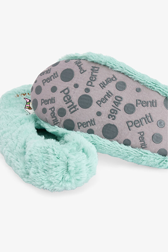 Mint Yeşili Meeha Nakışlı Sloganlı Ev Patik - 4