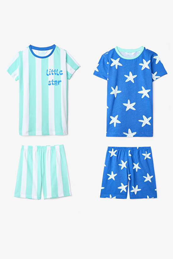 Erkek Çocuk Little Star 2li Çok Renkli Pijama Takımı - 1