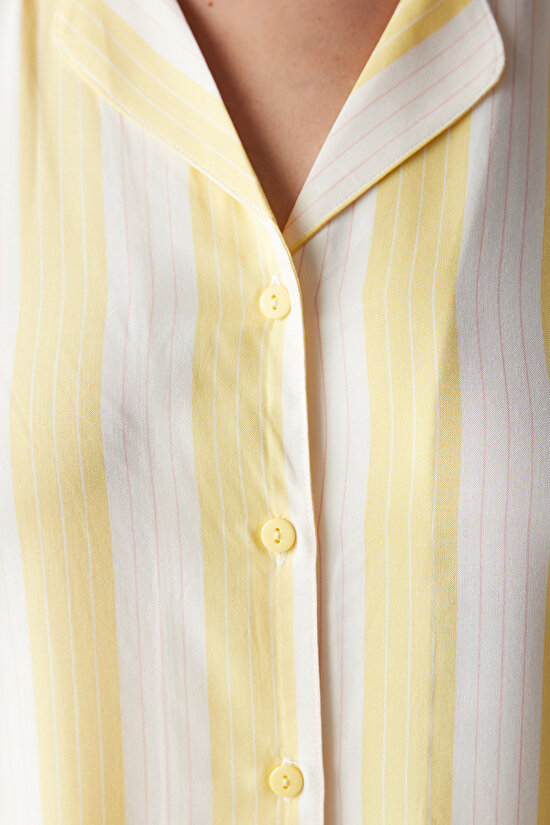 Base Spring Sarı Gömlek Pantolon Pijama Takımı - 4