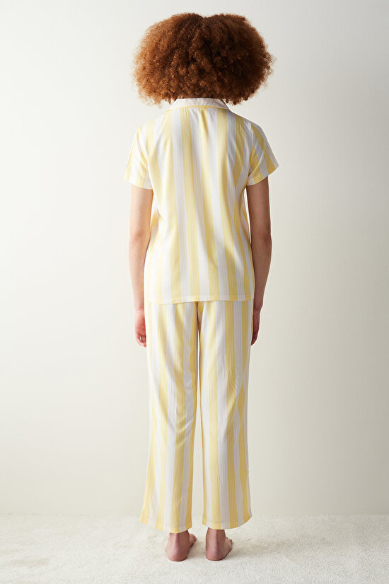 Base Spring Sarı Gömlek Pantolon Pijama Takımı - 5