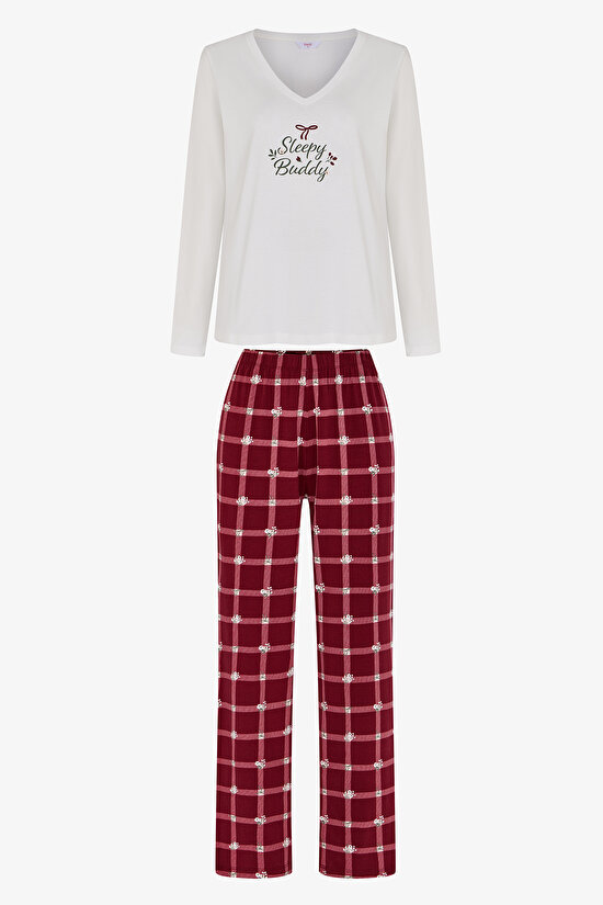 Sleepy Floral Long Sleeve Pyjama Set with Trousers - 1