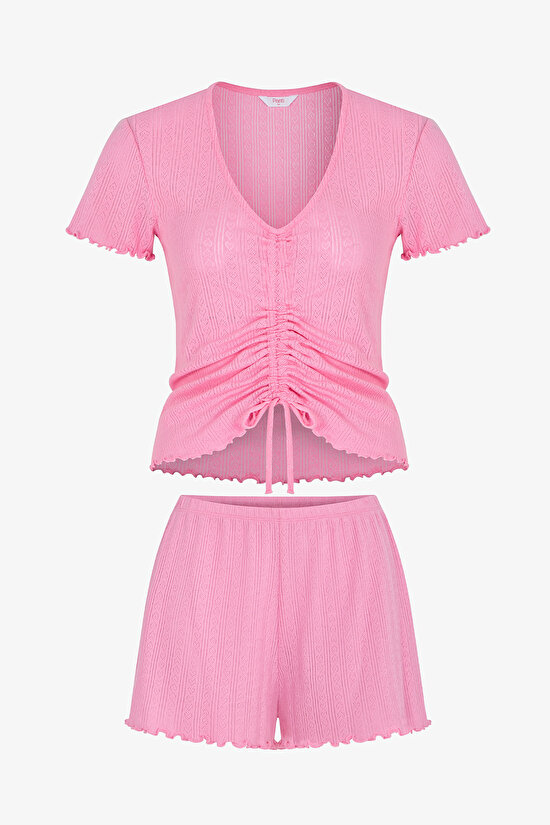Pink Rosalie Pointel Shorts Pajama Set - 5