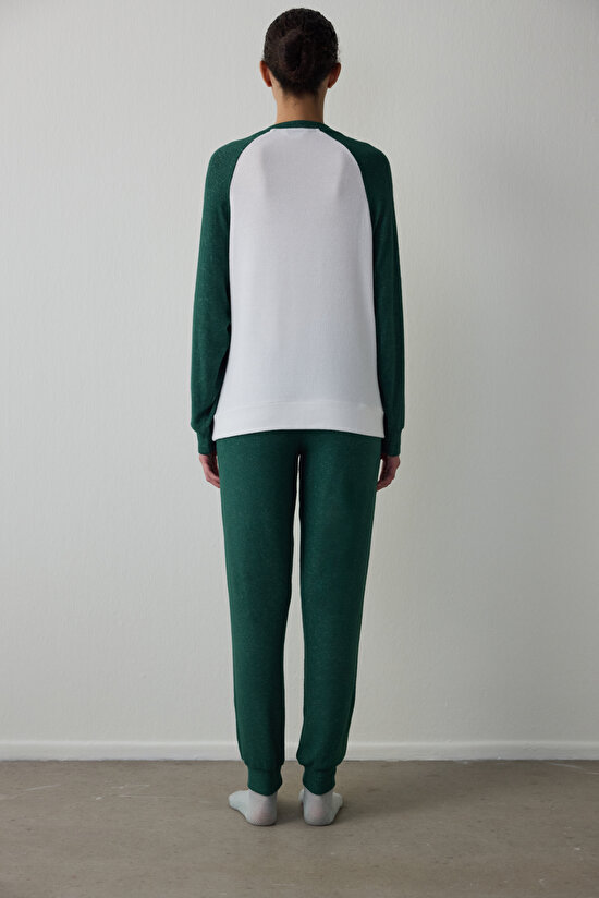 Dark Green Gingerbread Thermal Effect Pajama Bottoms - 2