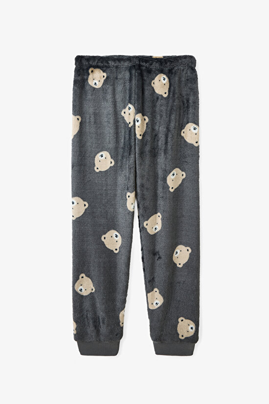 Off-Gray Boys Bear Patterned Long Sleeve Pajama Set - 3