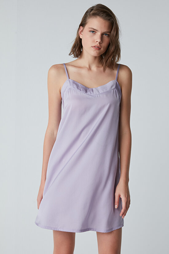 Minimal Lilac Satin Dress - 3