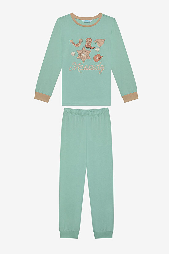 Erkek Çocuk Cowboy Cat Pamuklu 2li Çok Renkli Pijama Takımı - 5