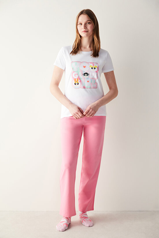 Tişört Pantolon Pembe Pijama Takımı - Powerpuff Girls Koleksiyonu - 1