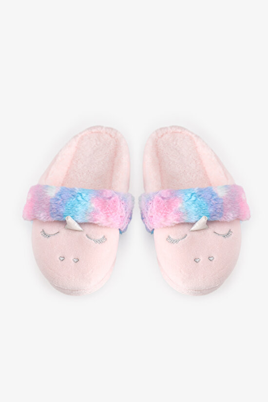 Kız Çocuk Pembe Puffy Unicorn Dokulu Terlik - 1