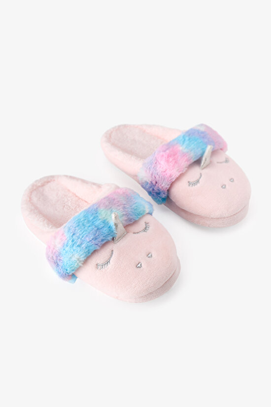 Kız Çocuk Pembe Puffy Unicorn Dokulu Terlik - 2