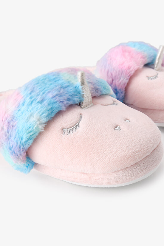 Kız Çocuk Pembe Puffy Unicorn Dokulu Terlik - 3