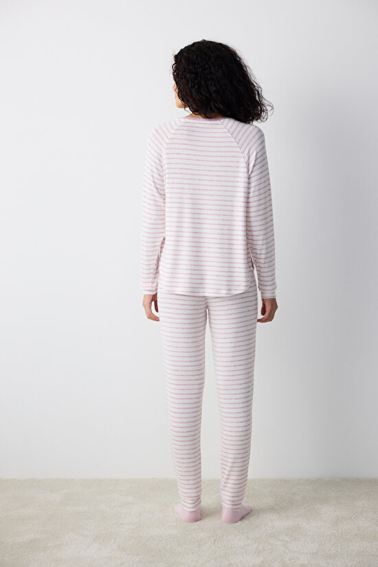 Maybe Later Çizgili Lila Sweatshirt - 4