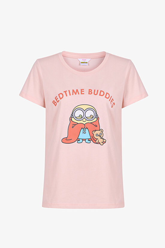 Light Pink Minions Pants Pajama Set - 2