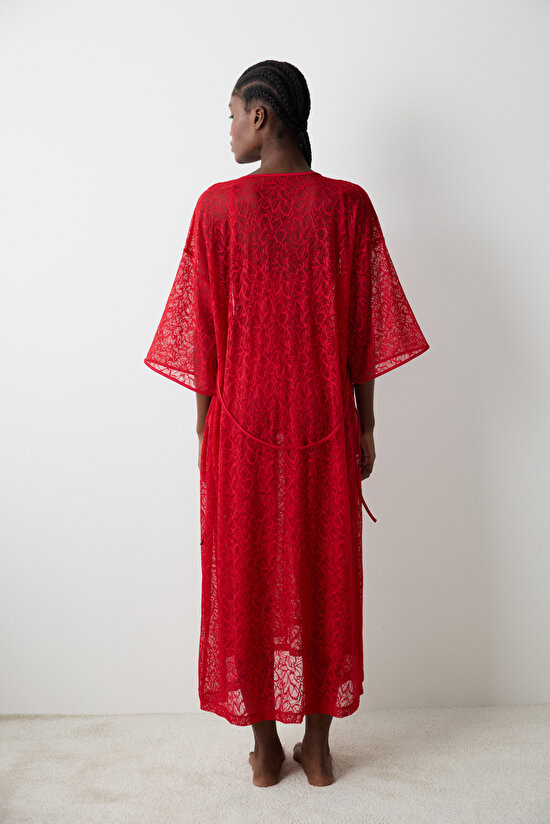Lacy Kırmızı Sabahlık - 3