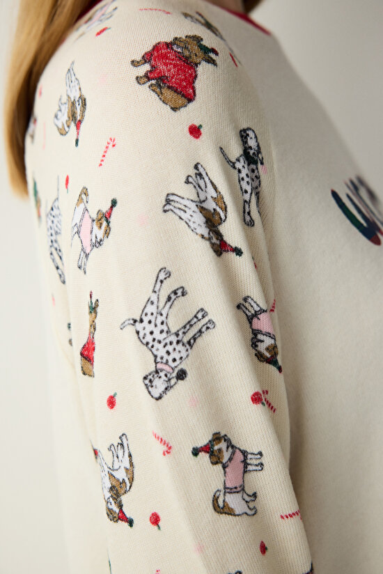 Woofmas Ekru Sweatshirt Pijama Üstü - 4