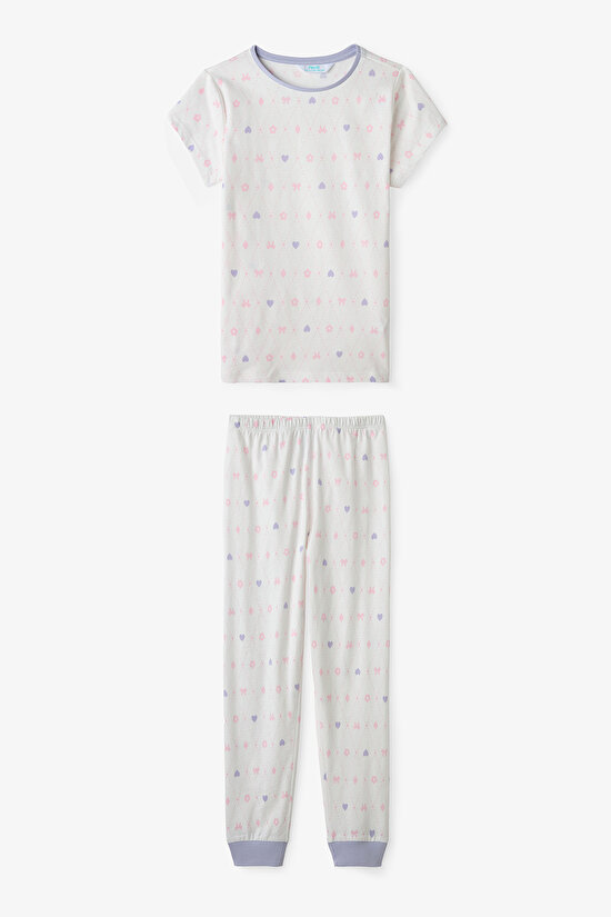 Dark Lilac Girls Diamond 2in1 Pajama Set - 10