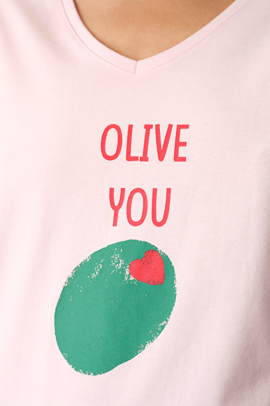 Colorful Olive You Shorts Pajama Set - 2