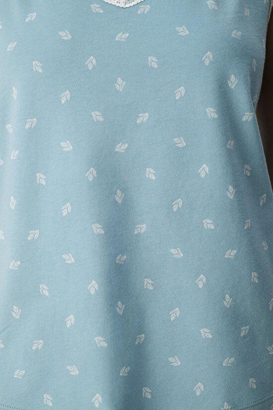 Mavi Aqua Pamuklu Şortlu Pijama Takımı - 4
