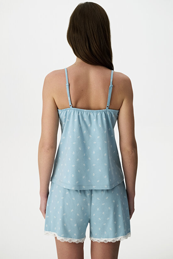Mavi Aqua Pamuklu Şortlu Pijama Takımı - 5