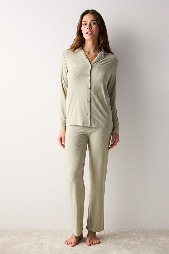 Lucy Light Green Shirt Pant PJ Set - 3