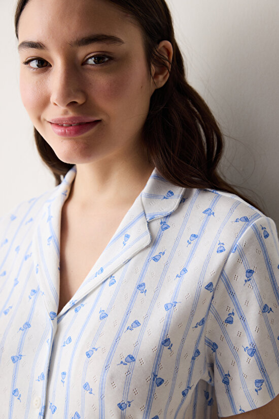 Roses Pointel Shirt Pant Off White PJ Set Roses Pointel Shirt Pant Off White PJ Set - 3