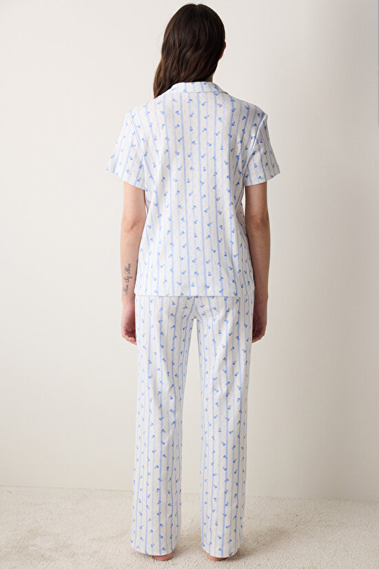 Roses Pointel Shirt Pant Off White PJ Set Roses Pointel Shirt Pant Off White PJ Set - 5