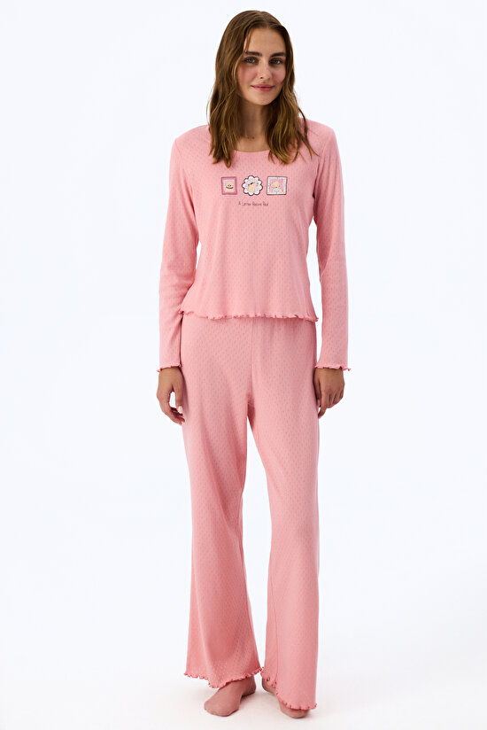 Pembe Dusty Rose Pointel Pijama Altı - 3