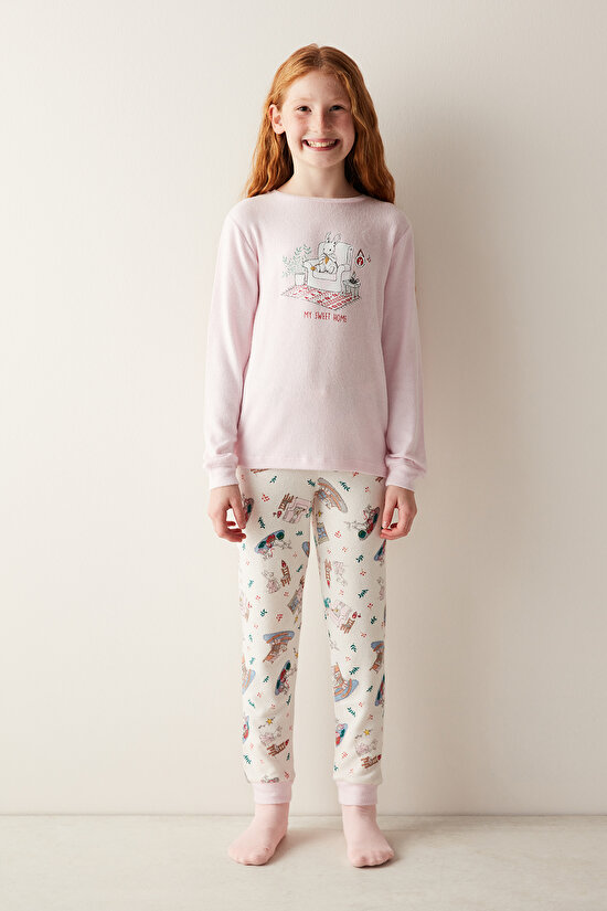 Kız Çocuk Sweet Home Uzun Kollu Pijama Takımı - 1