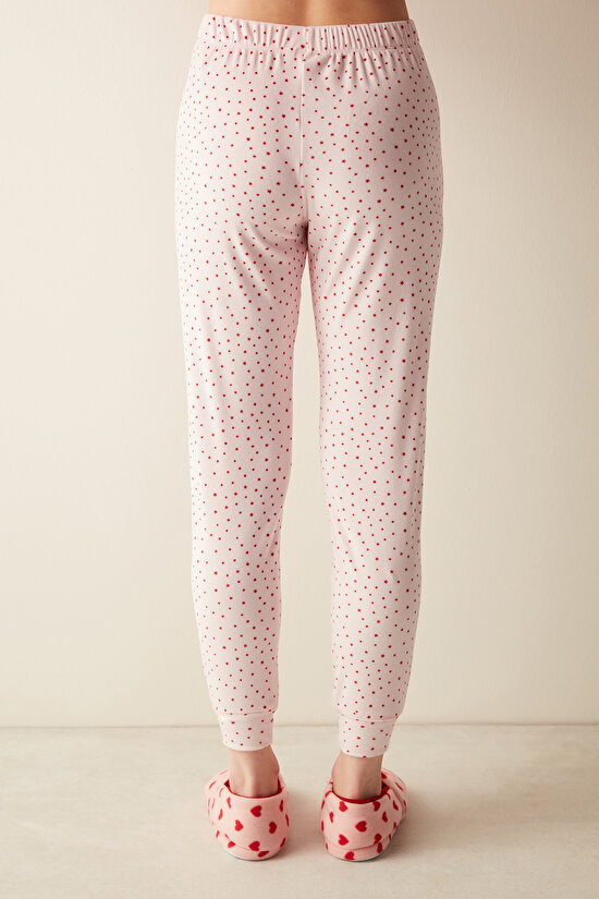 Yıldız Desenli Fuzzy Pantolon Pembe Pijama Altı - 3