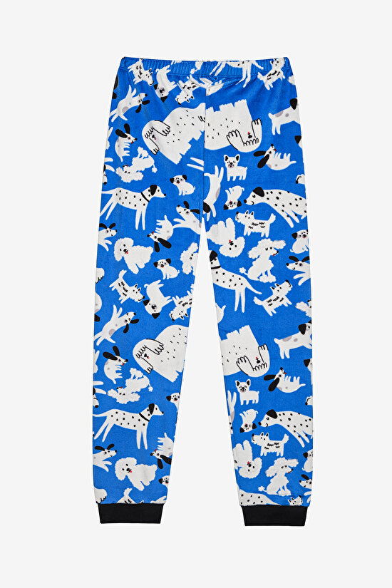 Unisex Çocuk Family Dog Mavi Pijama Takımı - 3