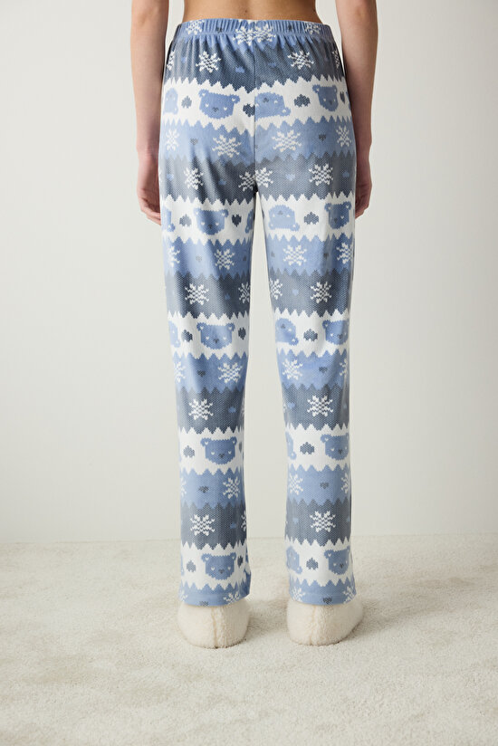 Snowflakes Fuzzy Çok Renkli Pantolon Pijama Altı - 3