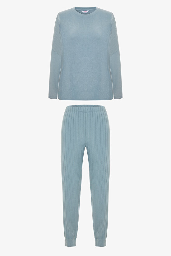 Gray Chill Time Boat Neck Thermal Effect Pajama Set - 1