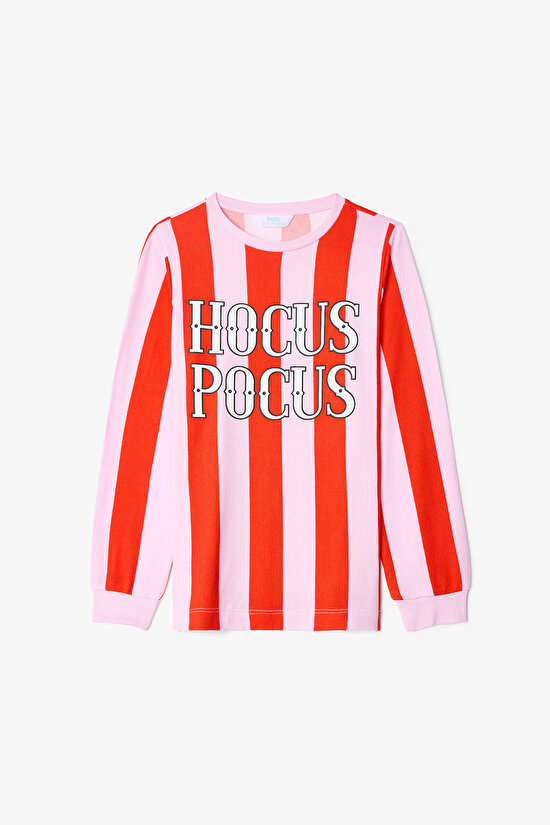 Pink Girls Hocus Pocus Striped Long Sleeve Pajama Set - 3