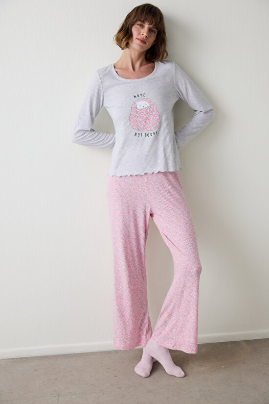 Açık Pembe Not Today Çiçekli Pijama Altı - 4