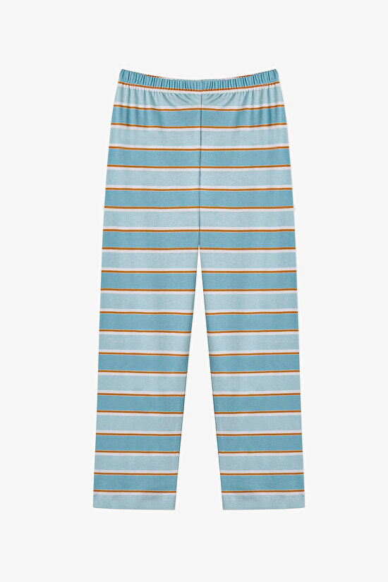 Blue Boys Blue Stripe Shirt Pajama Set - 3