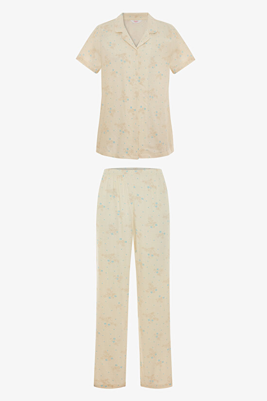 Çok Renkli Serene Gömlek Pantolon Pijama Takımı - 1