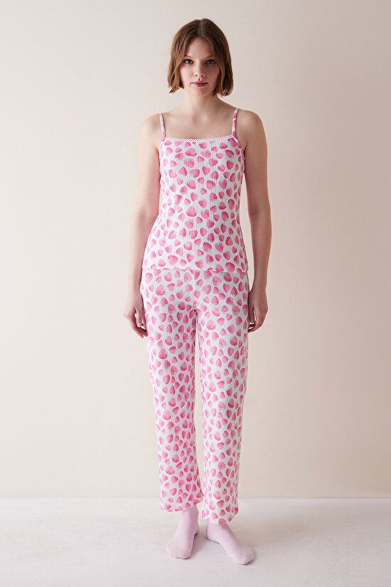 Strawberry Pointel Pembe Pantolon Pijama Altı - 1