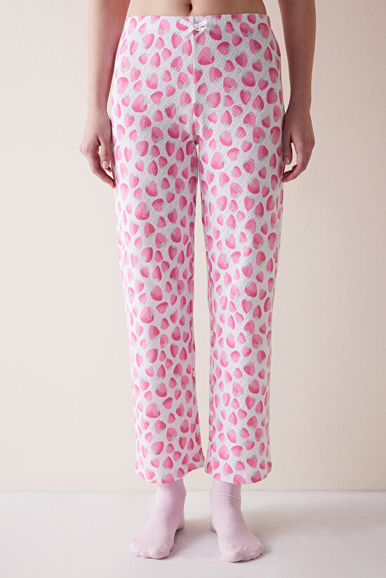 Strawberry Pointel Pembe Pantolon Pijama Altı - 2