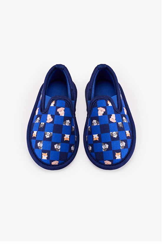 Boys' Saxe Blue The Paw Club Dinosaur Print Textured House Slippers - 1