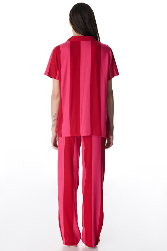 Red For You Striped Shirt & Pants Pajama Set - 4