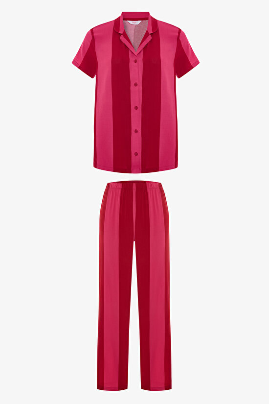 Red For You Striped Shirt & Pants Pajama Set - 5