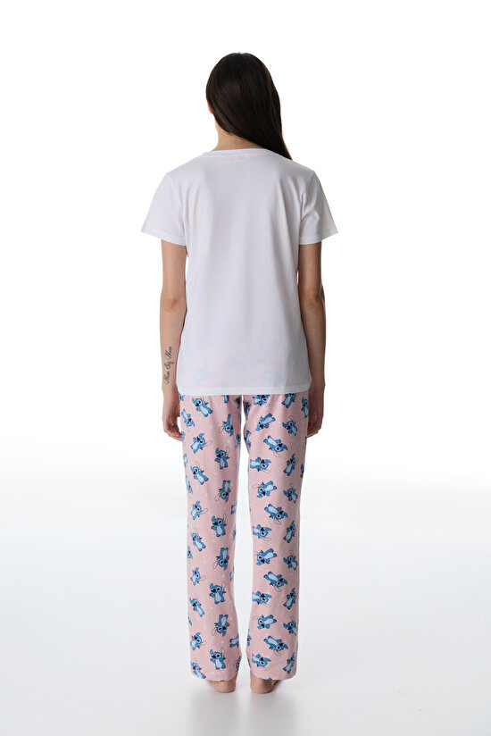Pembe Lic Stitch Ohana Pantolon Pijama Takımı - 5